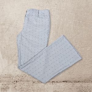 New York & Company Grey/Blue Polka Dot Modern Bootcut Trouser Pants